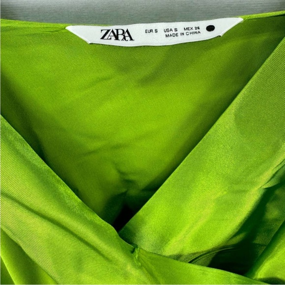 NWT Zara Satin Slip Dress Lime Green S - Picture 10 of 10